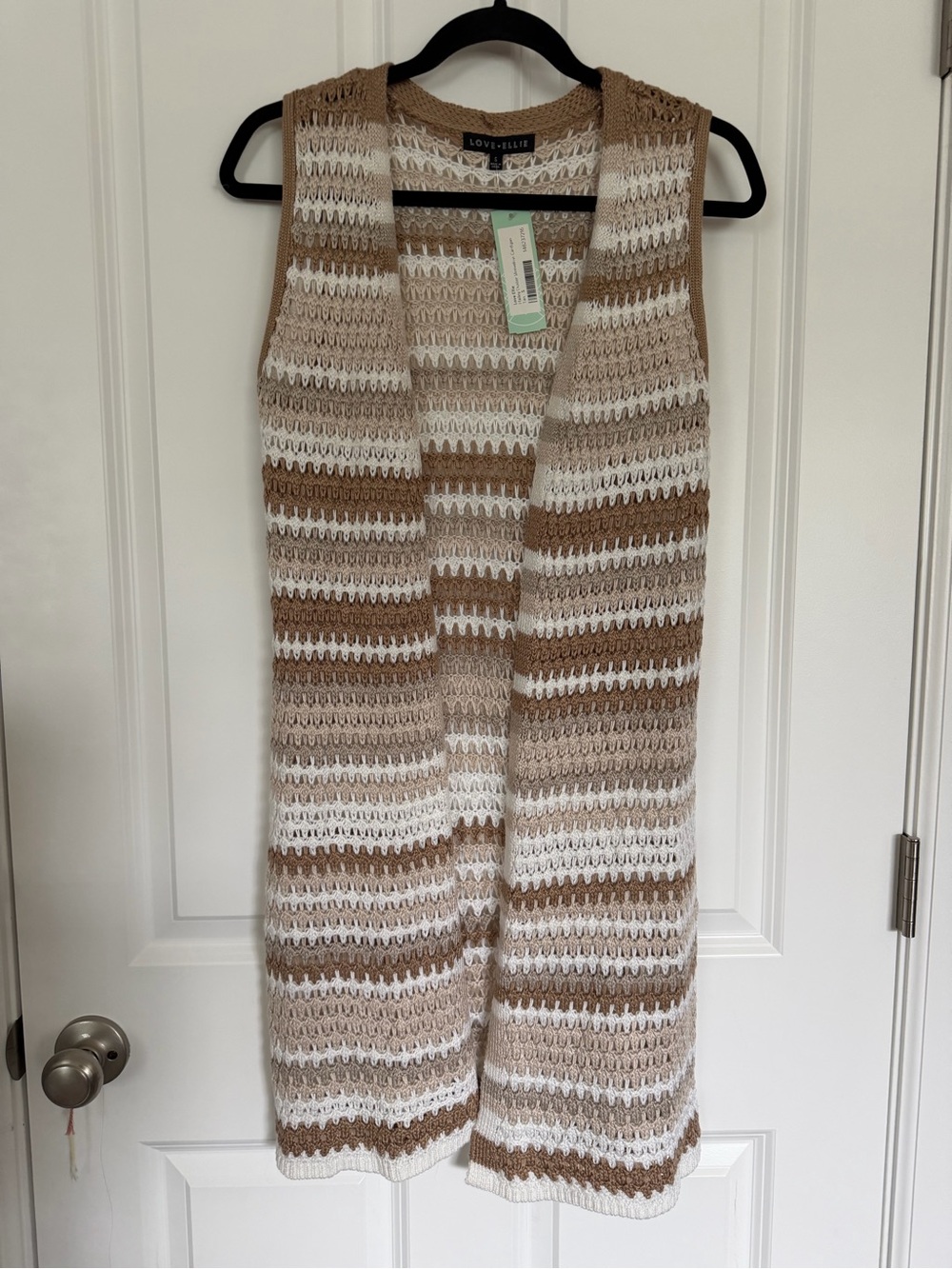 Love, Fire Tan & White Striped Knit Vest